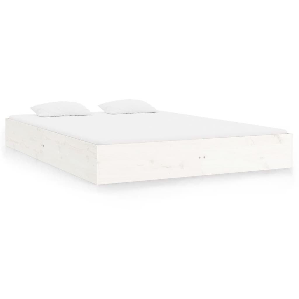 vidaXL gultas rāmis, balts, masīvkoks, 150x200 cm, liels, divvietīgs