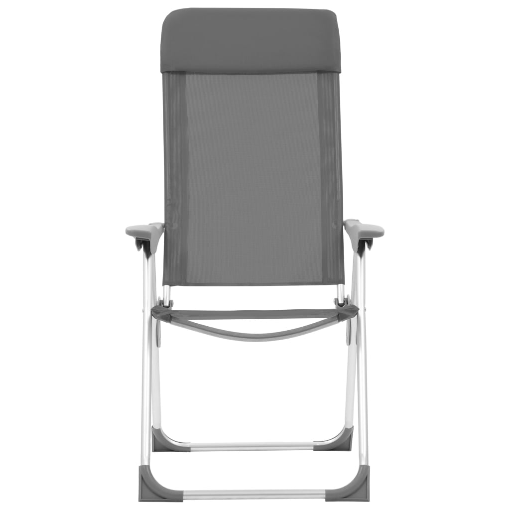 vidaXL kempinga krēsli, 4 gab., pelēki, alumīnijs, salokāmi