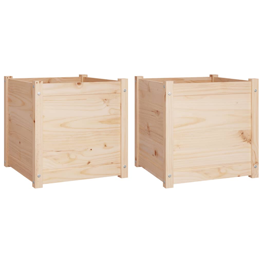 vidaXL dārza puķu kastes, 2 gab., 50x50x50 cm, priedes masīvkoks