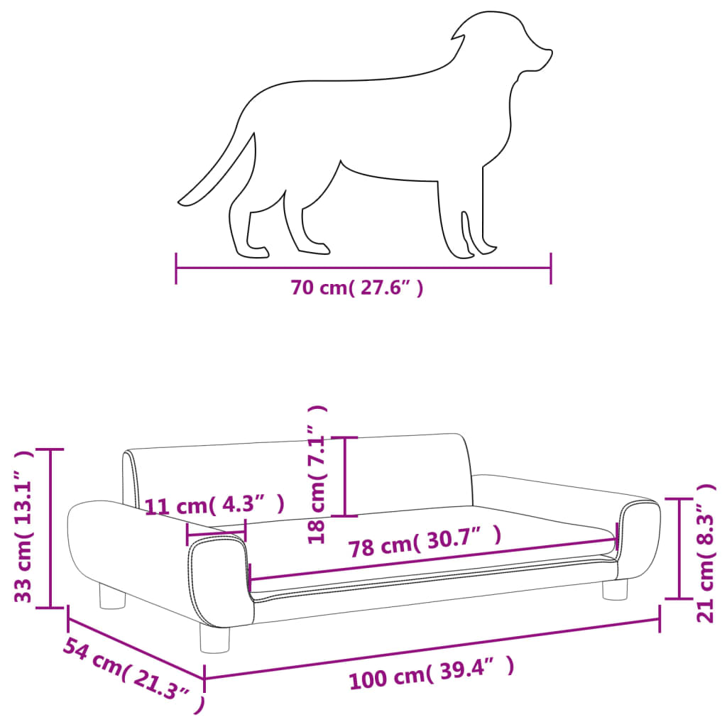 vidaXL gulta suņiem, brūna, 100x54x33 cm, samts