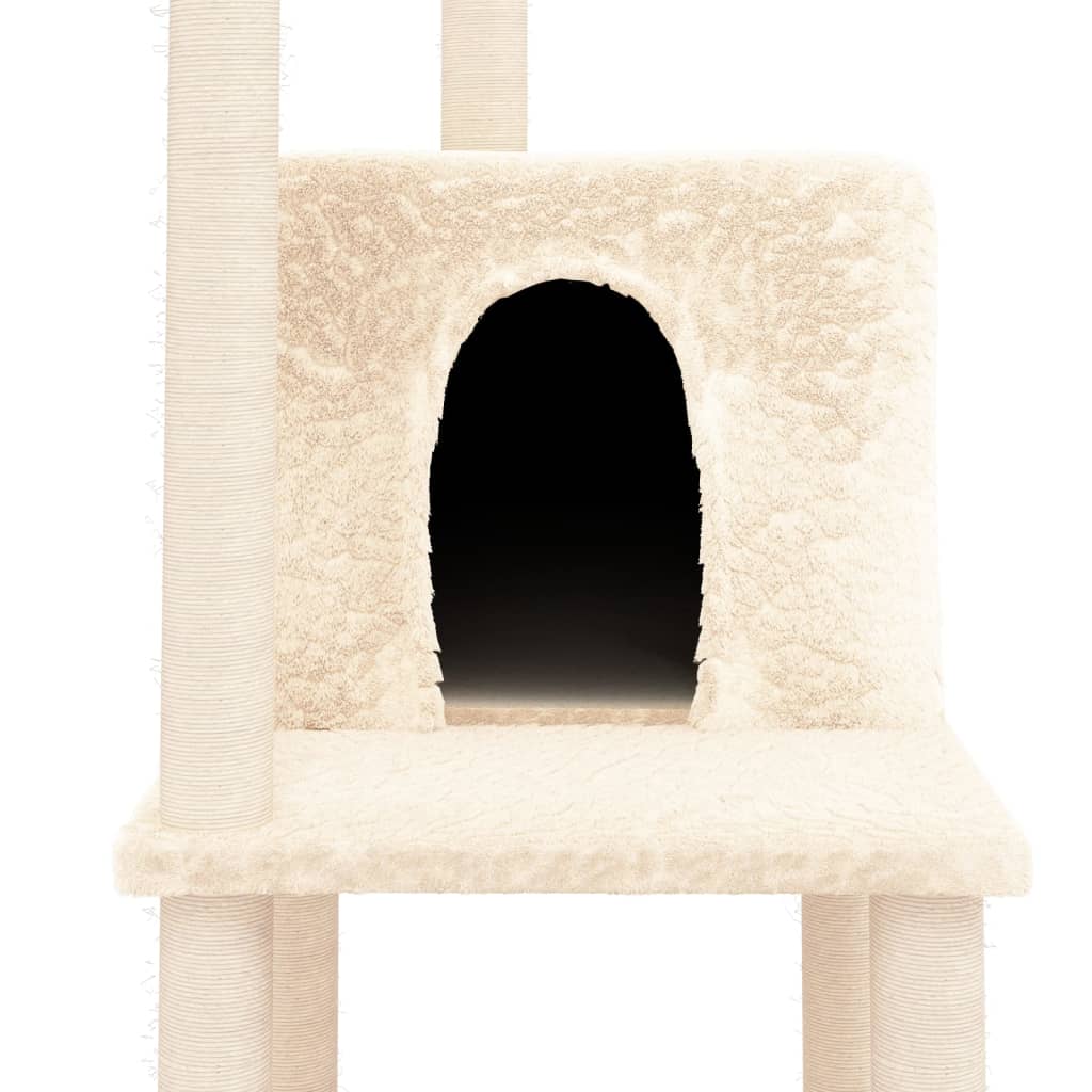 vidaXL kaķu māja ar sizala stabiem nagu asināšanai, 144,5 cm, bēša