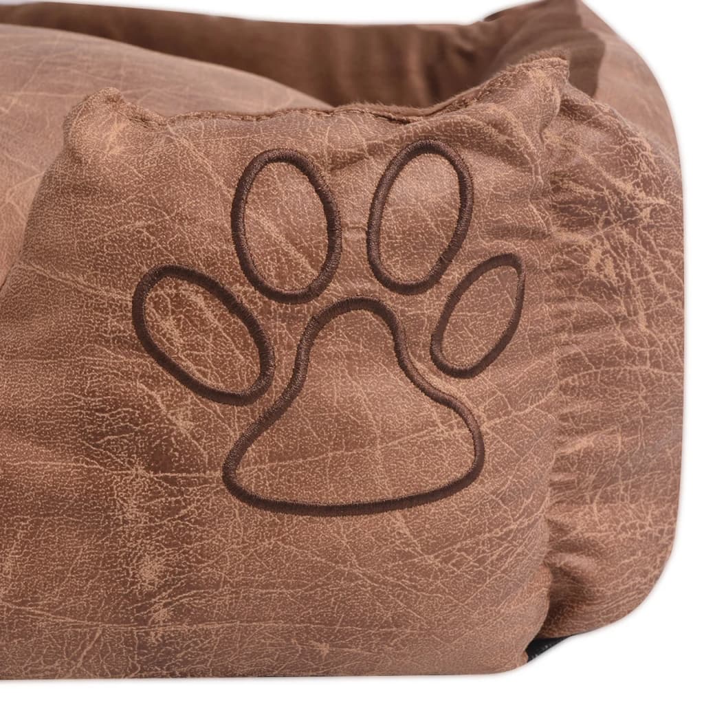 vidaXL suņu gulta + spilvens, PU mākslīgā āda, M, bēša