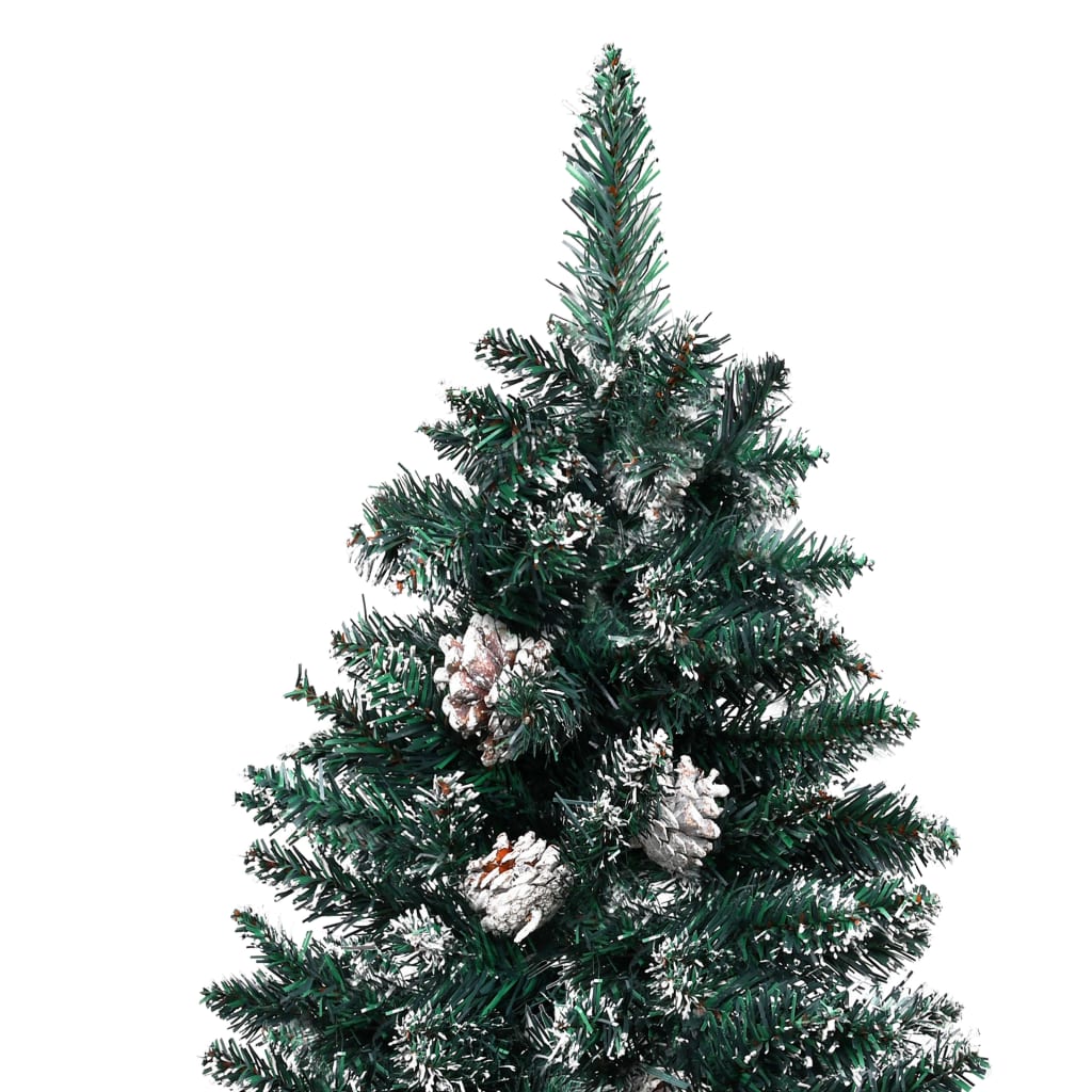vidaXL Ziemassvētku egle, dabīgs koks un sniegs, zaļa, 210 cm