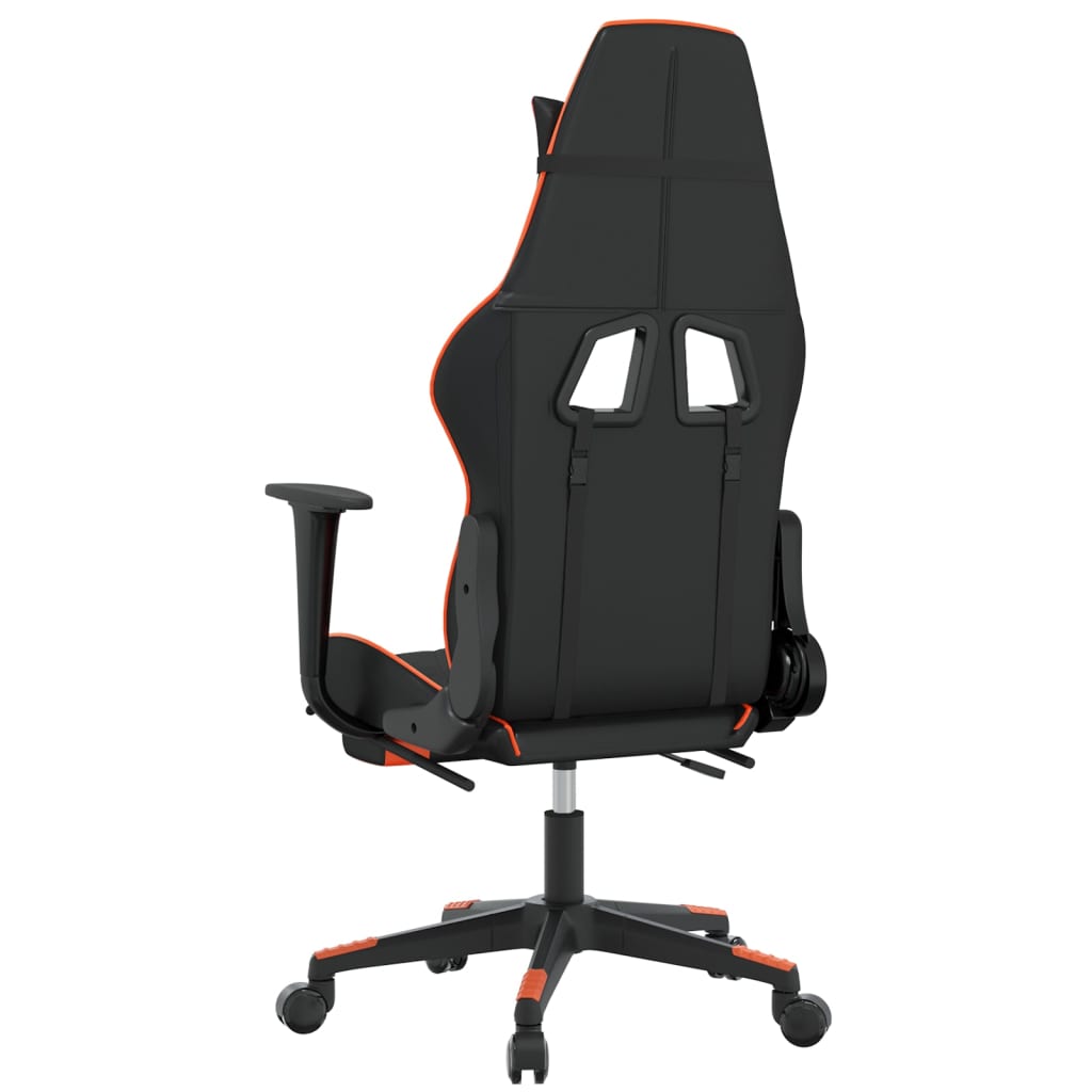 vidaXL datorspēļu krēsls ar kāju balstu, melna un oranža mākslīgā āda