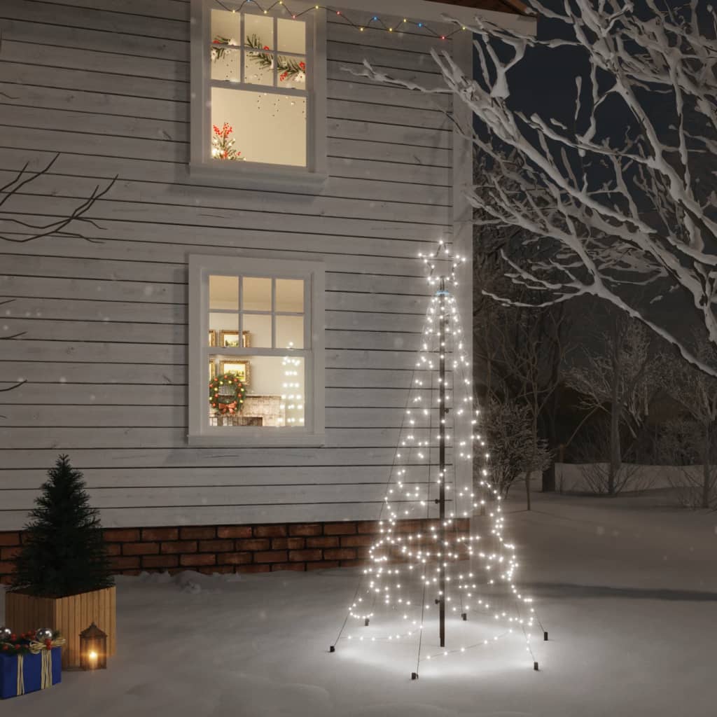 vidaXL Ziemassvētku egle ar pīķi, 200 vēsi baltas LED, 180 cm