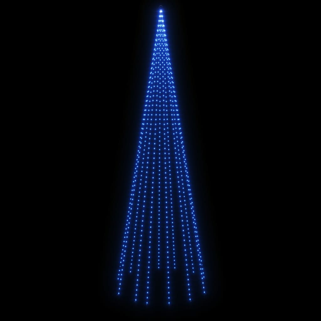 vidaXL Ziemassvētku egle karoga mastam, 732 zilas LED, 500 cm