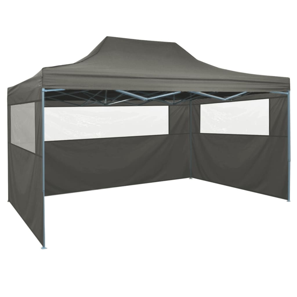 vidaXL saliekama telts ar 3 sānu sienām, antracītpelēka, 3 x 4,5 m
