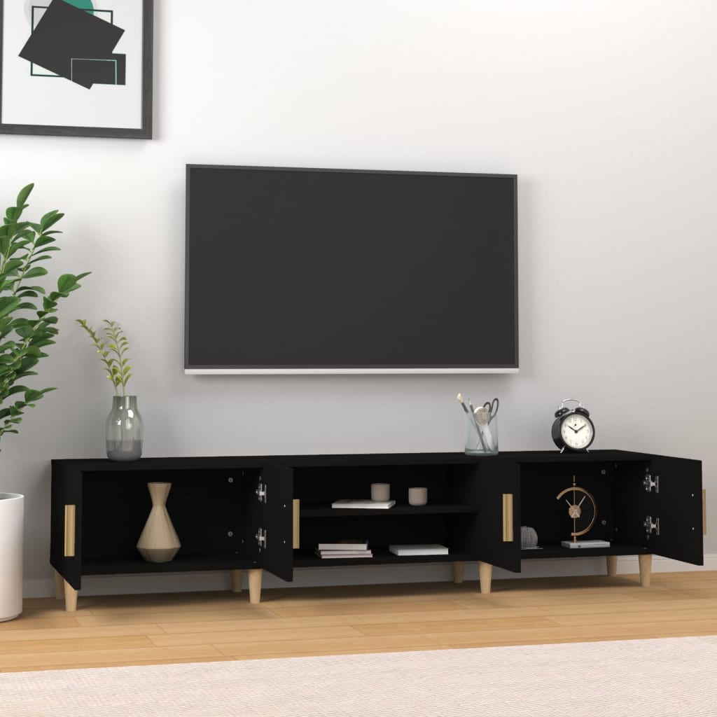 vidaXL TV skapītis, melns, 180x31,5x40 cm, inženierijas koks