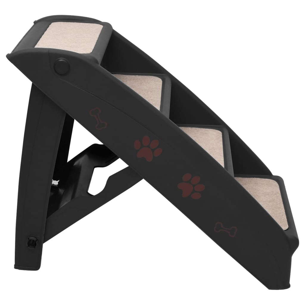 vidaXL saliekamas suņu kāpnes, 62x40x49,5 cm, melnas