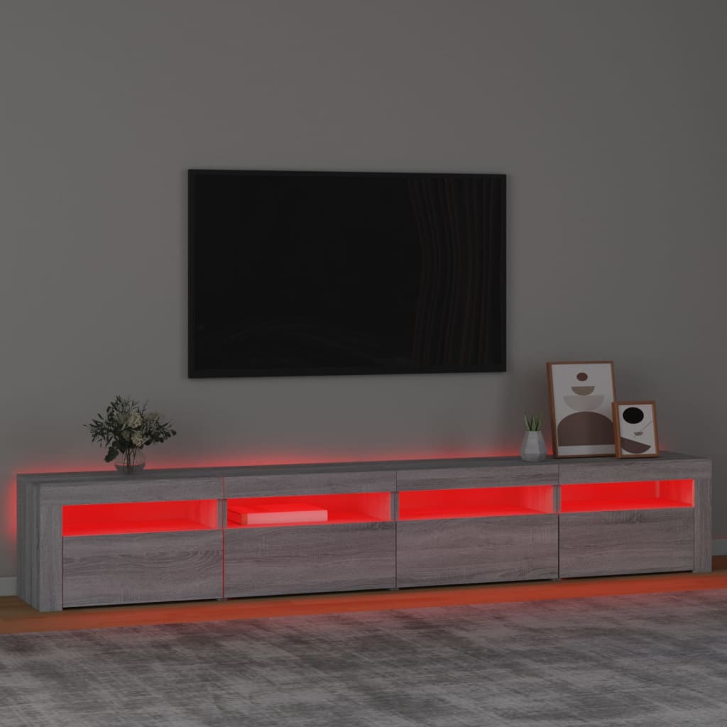 vidaXL TV skapītis ar LED, pelēka ozolkoka krāsa, 240x35x40 cm