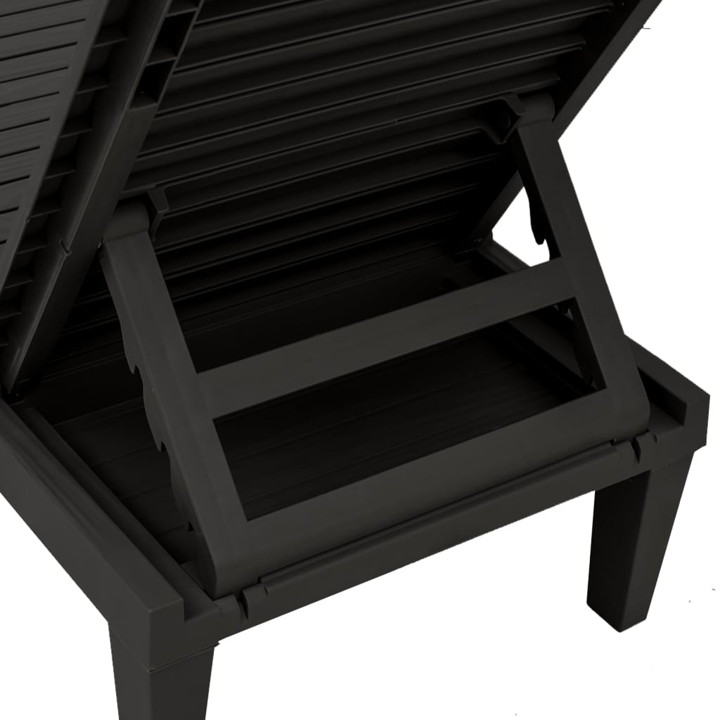 vidaXL sauļošanās krēsls, melns, 155x58x83 cm, polipropilēns