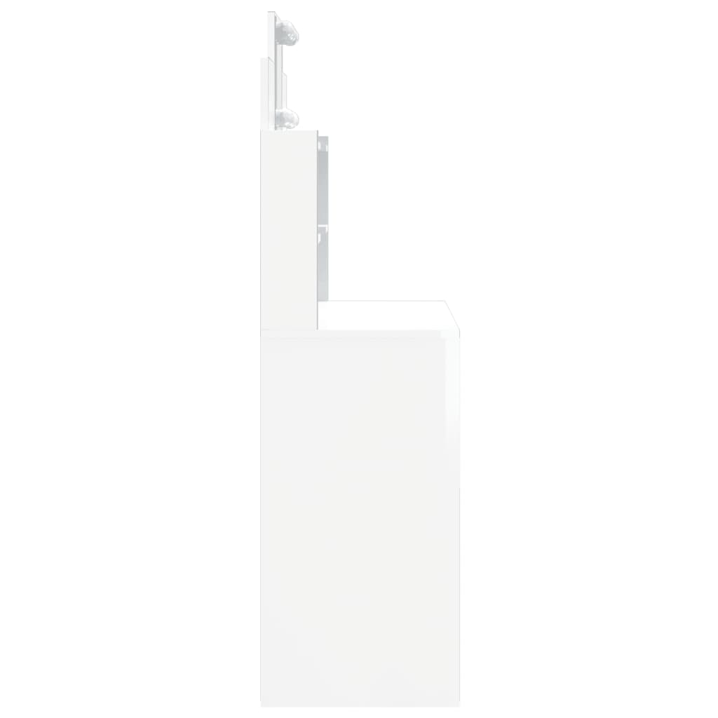 vidaXL spoguļgaldiņš ar LED, spīdīgi balts, 96x40x142 cm