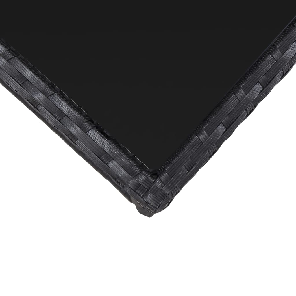 vidaXL 3-daļīgs bistro mēbeļu komplekts ar matračiem, melns PE pinums