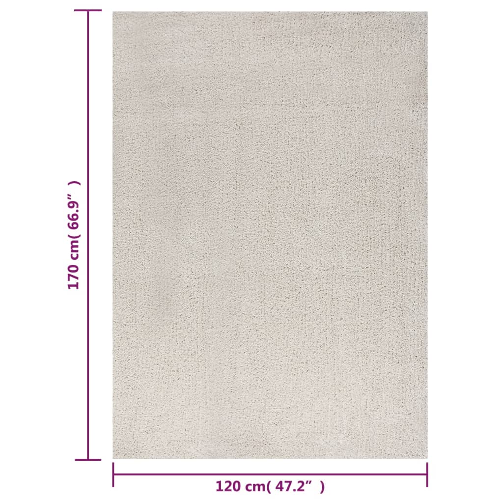 vidaXL paklājs, 120x170 cm, Shaggy, krēmkrāsas