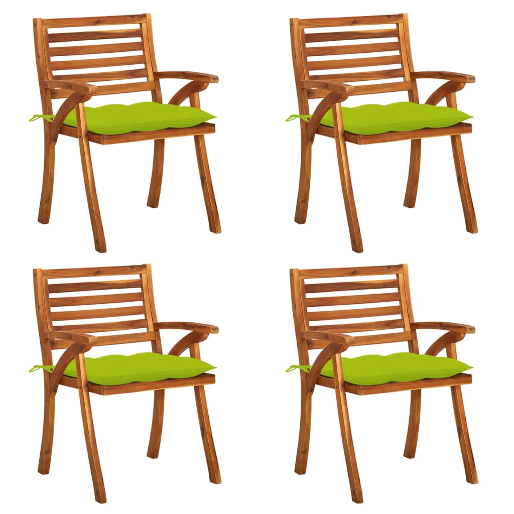 vidaXL dārza krēsli ar spilveniem, 4 gab., akācijas masīvkoks