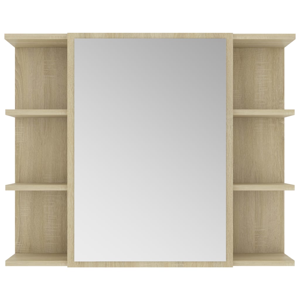 vidaXL vannasistabas spoguļskapītis, ozolkoka krāsa, 80x20,5x64 cm