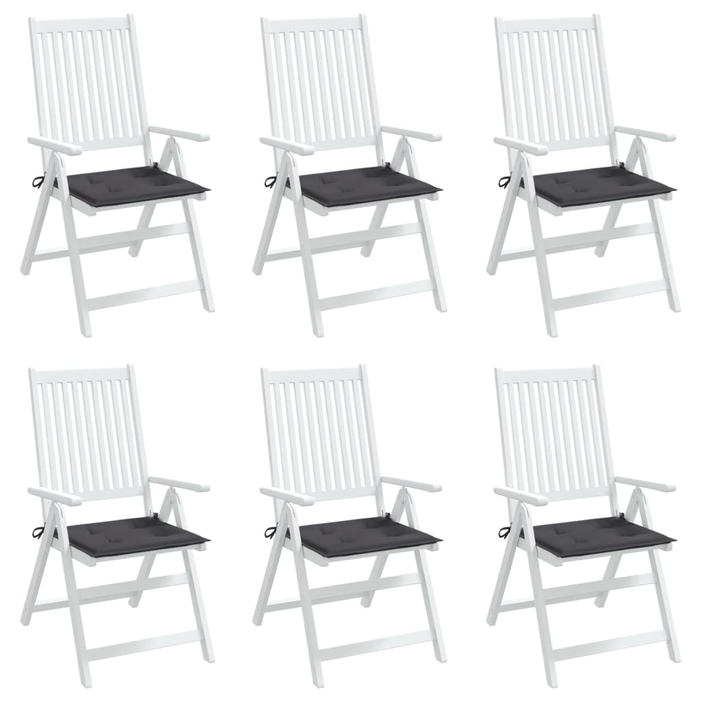 vidaXL dārza krēslu spilveni, 6 gab., pelēki, 40x40x3 cm, audums