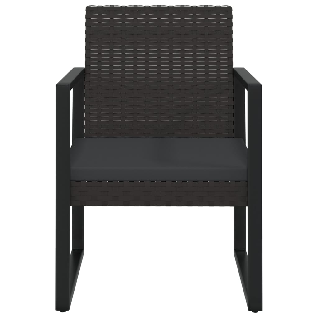 vidaXL dārza atpūtas krēsls ar matraci, PE rotangpalma, melns