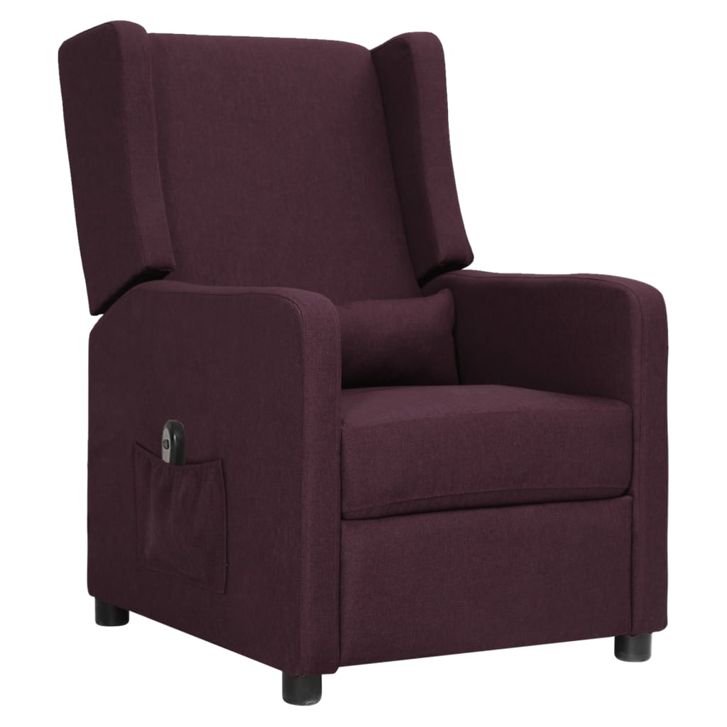 vidaXL elektrisks atpūtas krēsls, atgāžams, violets audums