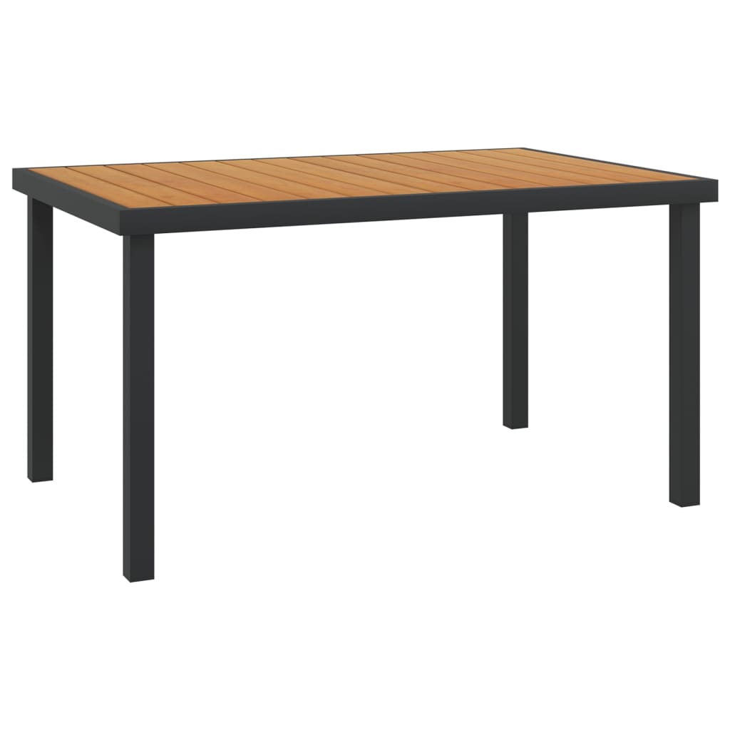 vidaXL dārza galds, brūns, 140x90x74 cm, alumīnijs un WPC