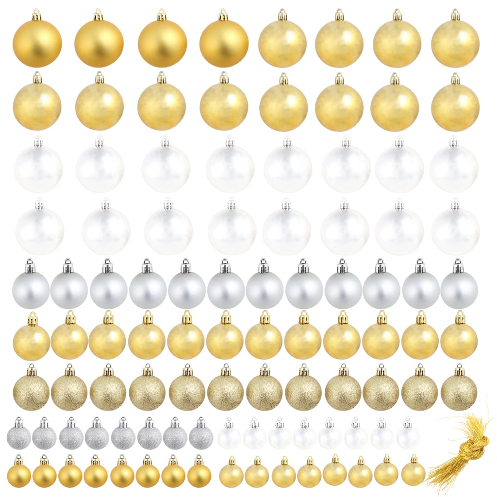 Ziemassvētku bumbas, 100 gab., sudraba un zelta