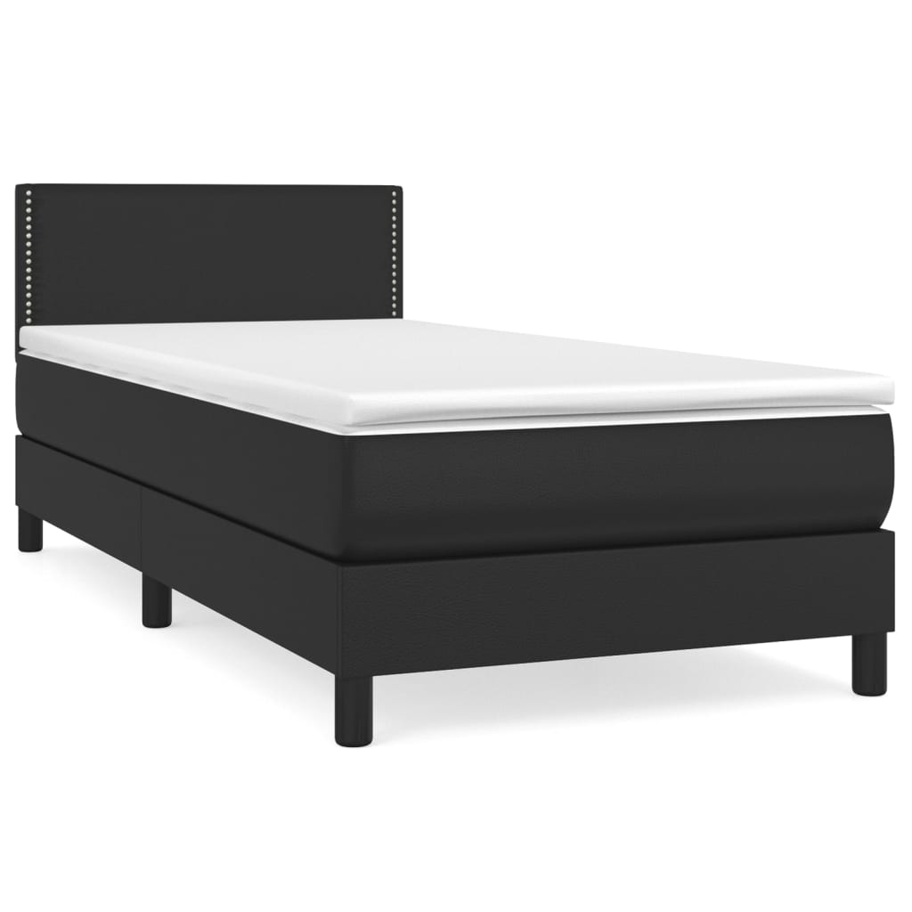 vidaXL atsperu gulta ar matraci, melna, 80x200 cm, mākslīgā āda