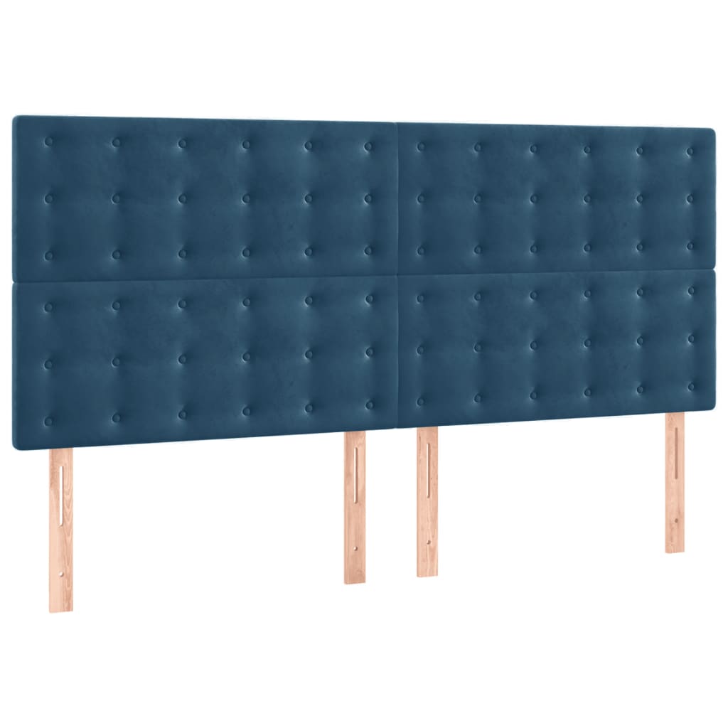 vidaXL gultas rāmis ar galvgali, tumši zils samts, 200x200 cm