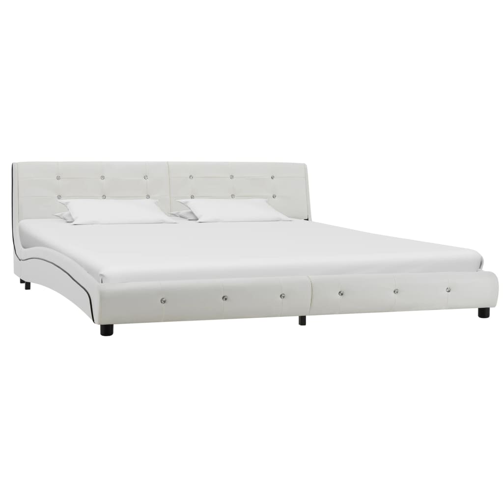vidaXL gultas rāmis, 180x200 cm, balta mākslīgā āda