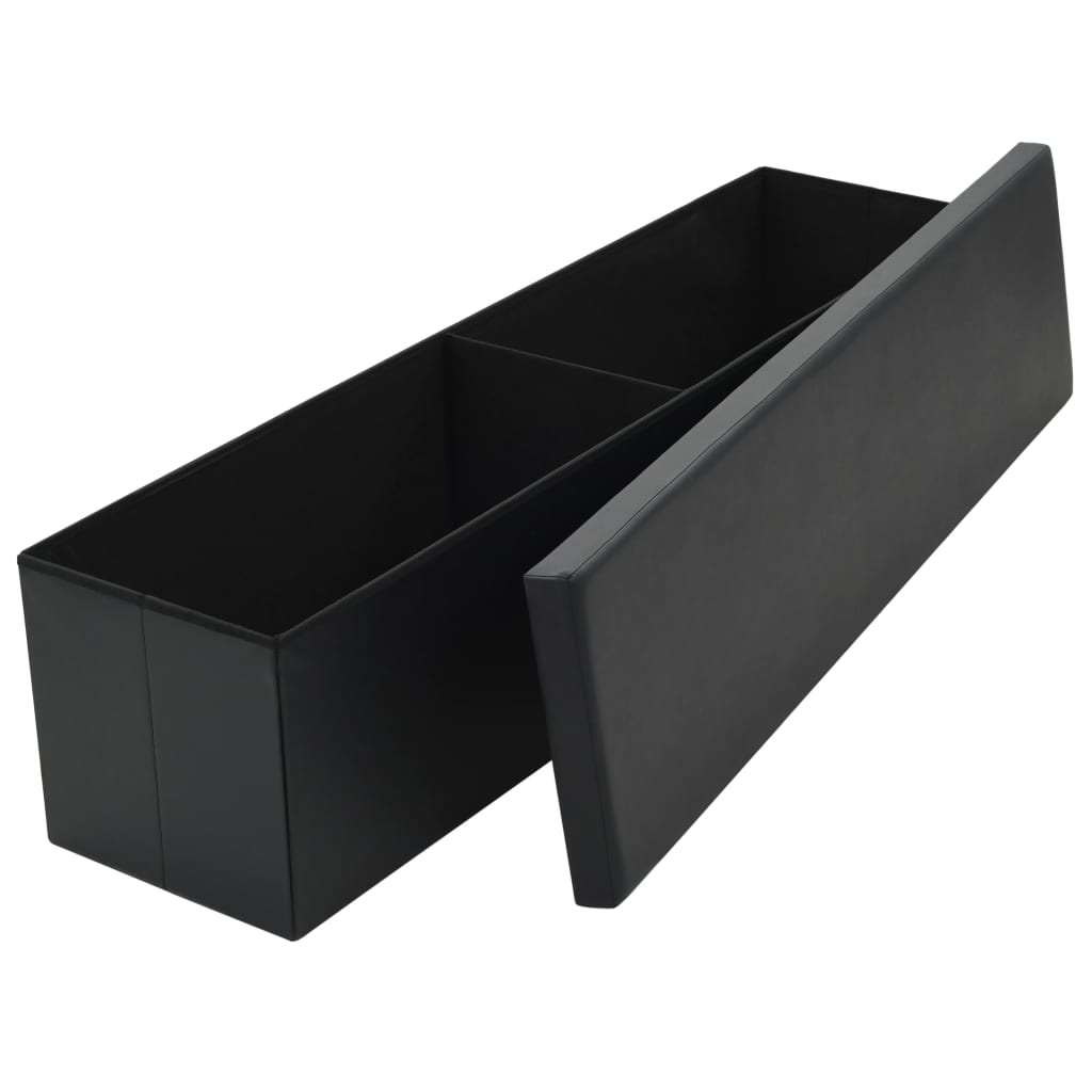 vidaXL sols ar kasti, saliekams, mākslīgā āda, 150x38x38 cm, melns