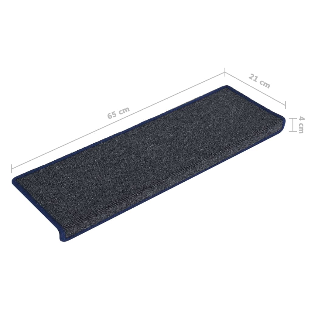 vidaXL kāpņu paklāji, 15 gab., 65x21x4 cm, pelēki un zili