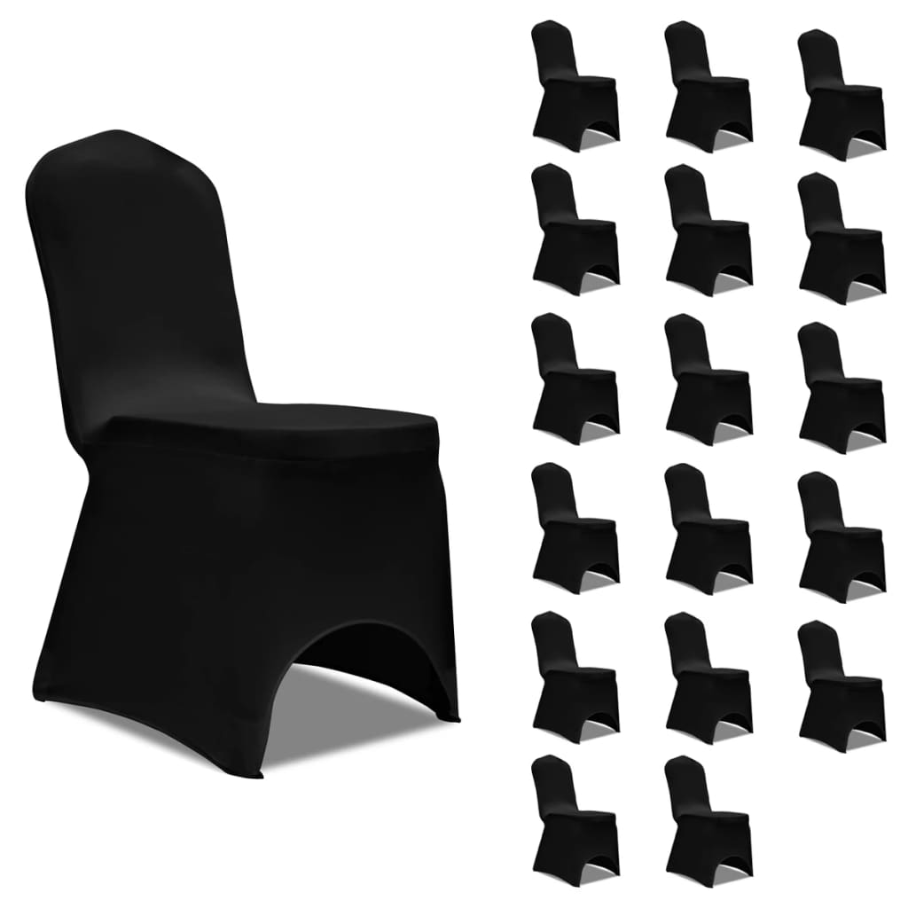 vidaXL krēslu pārvalki, 18 gab., melns elastīgs audums