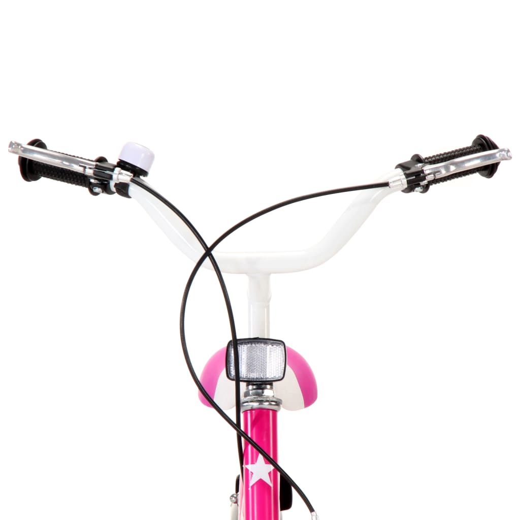 vidaXL bērnu velosipēds, 16 collas, melns ar rozā
