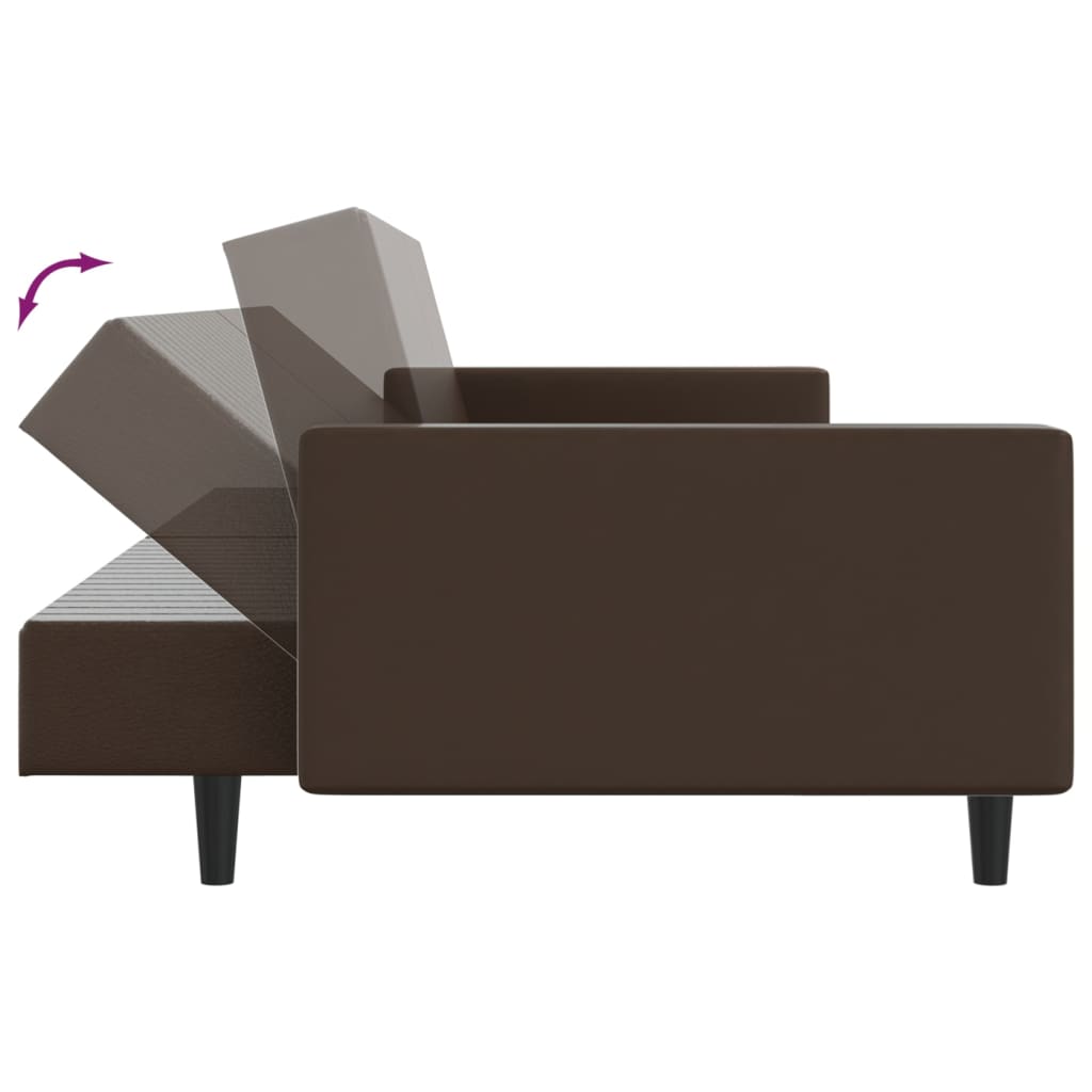 vidaXL 2-vietīga dīvāngulta, brūna mākslīgā āda