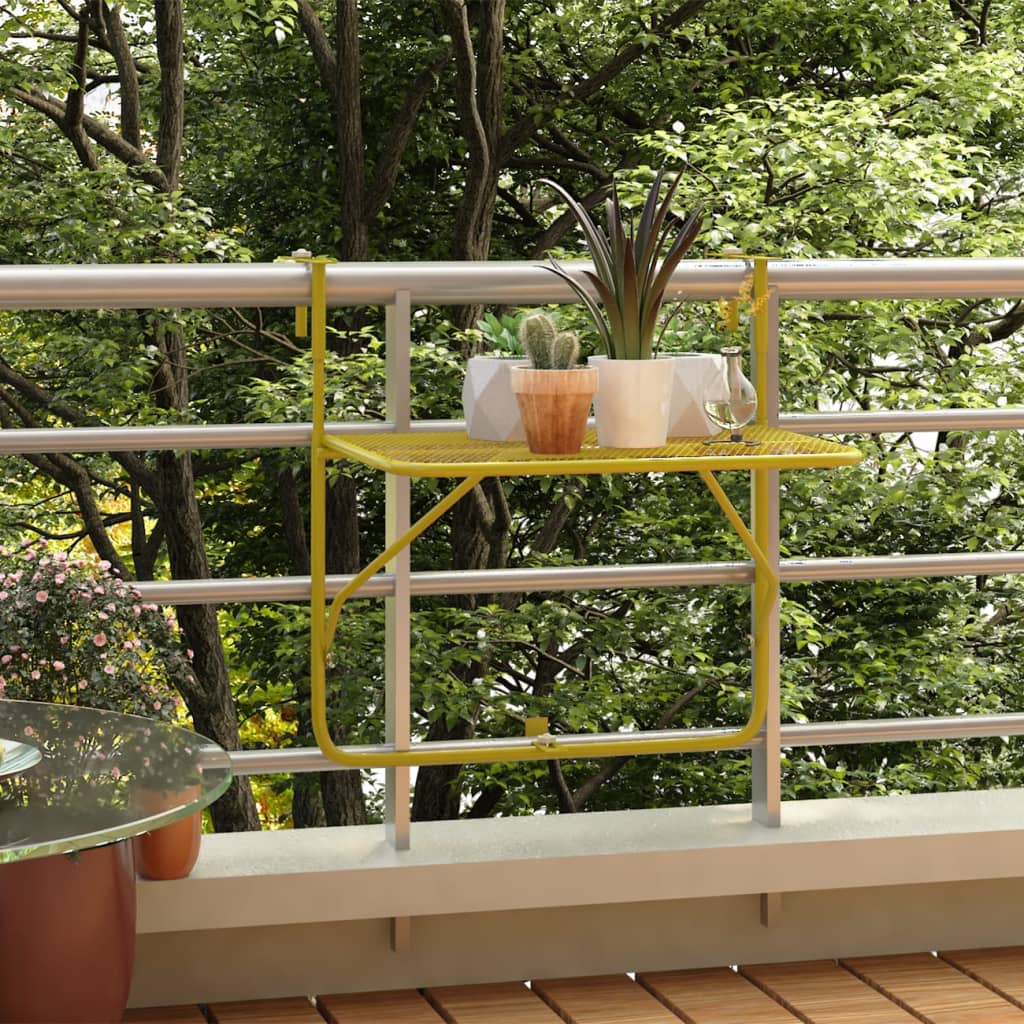 vidaXL balkona galdiņš, zelta krāsā, 60x40 cm, tērauds