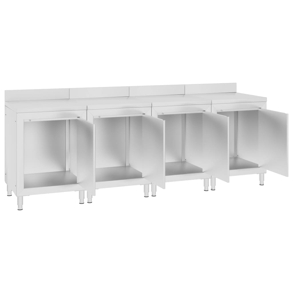 vidaXL virtuves darba galdu/skapīšu komplekts, 240x60x96 cm, tērauds