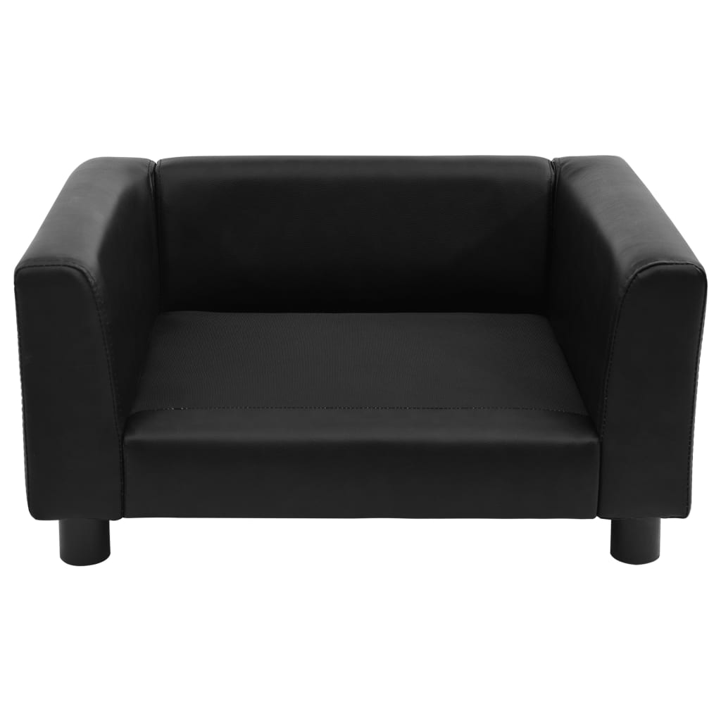 vidaXL suņu dīvāns, melns, 60x43x30 cm, plīšs, mākslīgā āda