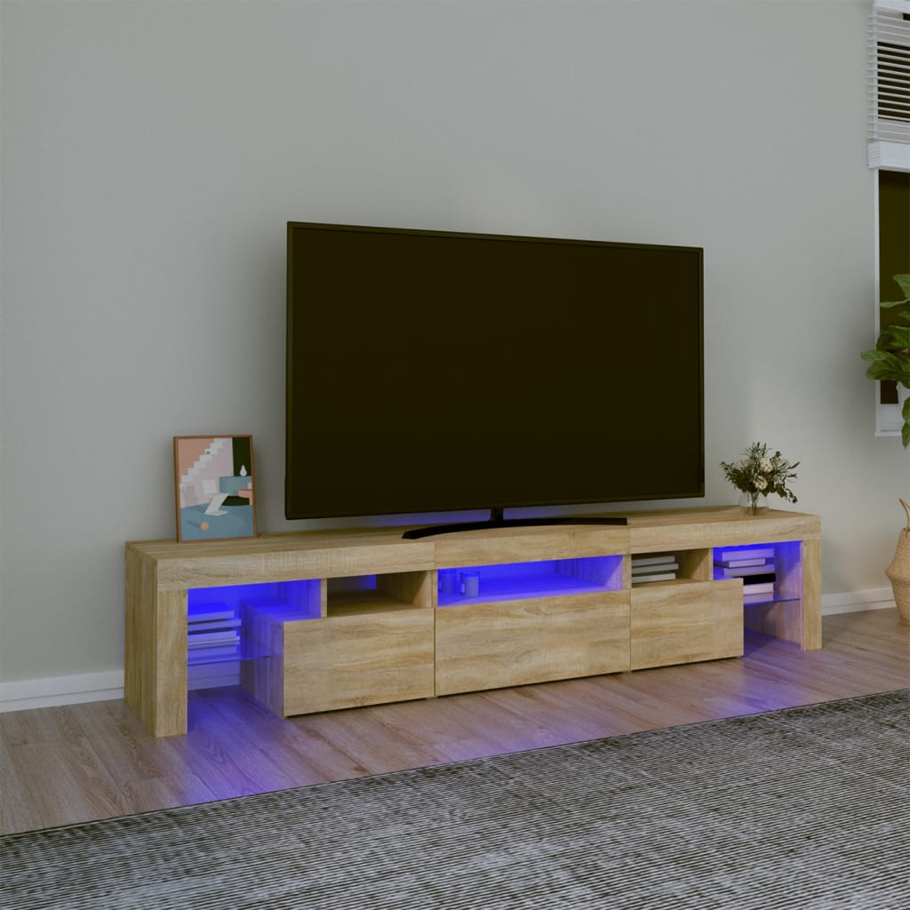 vidaXL TV skapītis ar LED apgaismojumu, ozolkoka krāsa, 200x36,5x40 cm