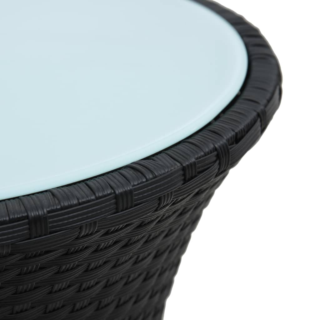 vidaXL dārza galds, bungu forma, melna polietilēna rotangpalma