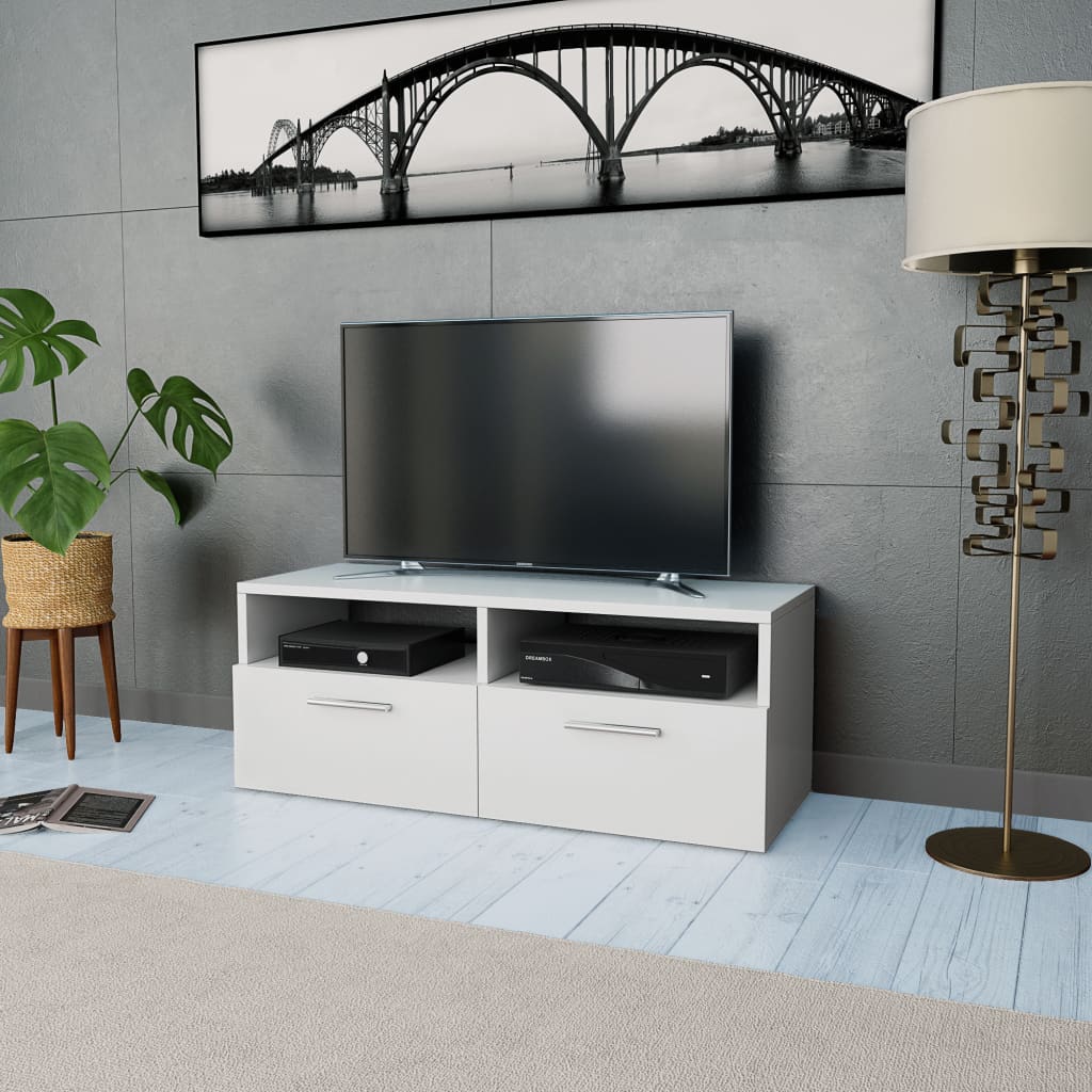 vidaXL TV skapītis, kokskaidu plātne, 95x35x36 cm, balts