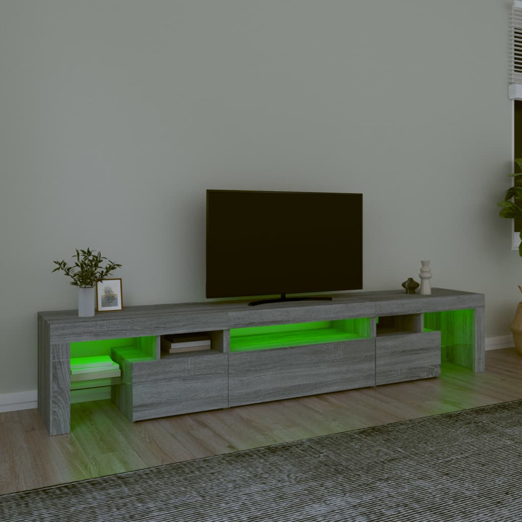 vidaXL TV skapītis ar LED, pelēka ozolkoka krāsa, 215x36,5x40 cm
