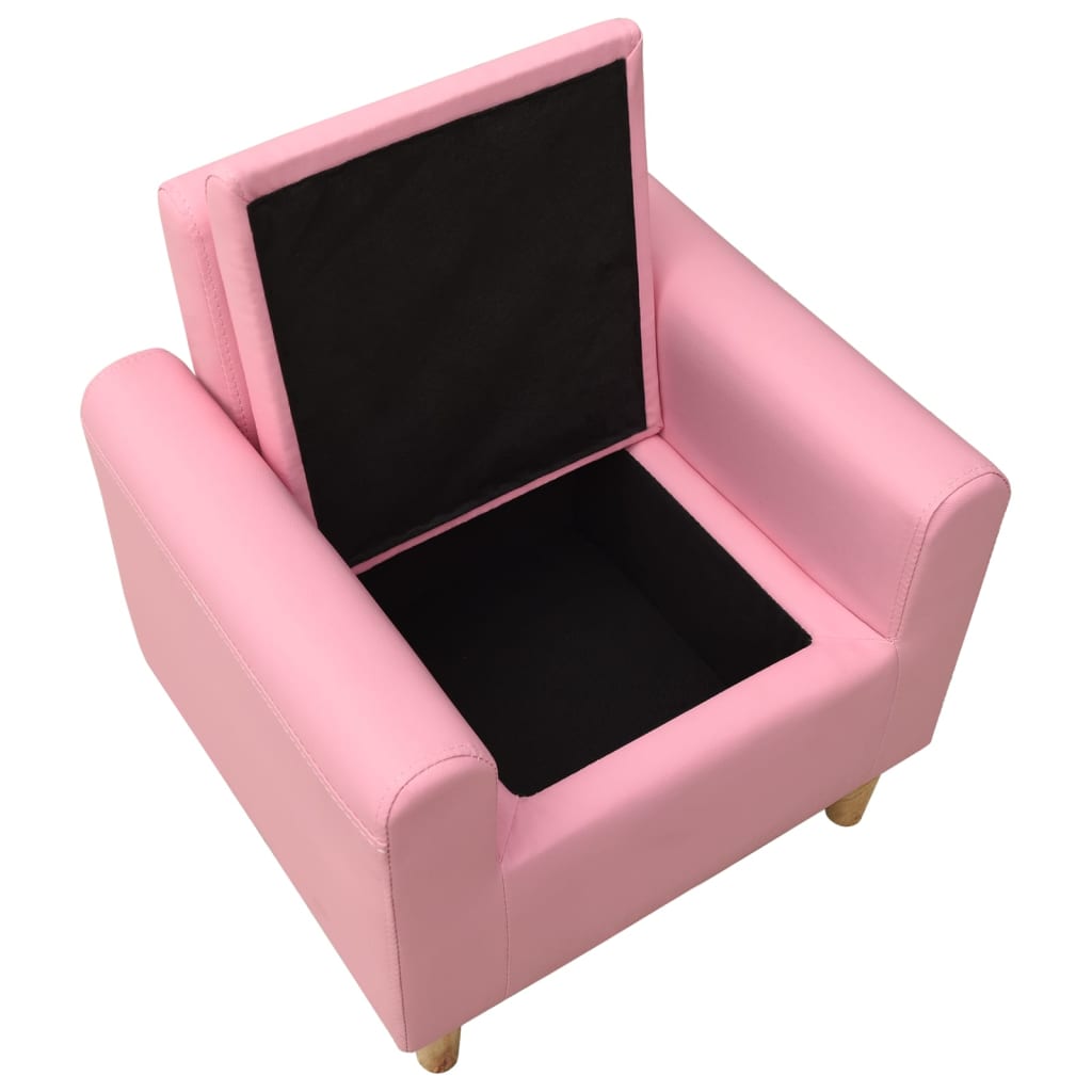 vidaXL bērnu dīvāns, rozā mākslīgā āda